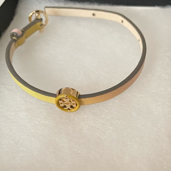 Tory Burch Miller 18K-Gold-Plated, Enamel, & Leather Wrap Bracelet - Picture 5 of 10